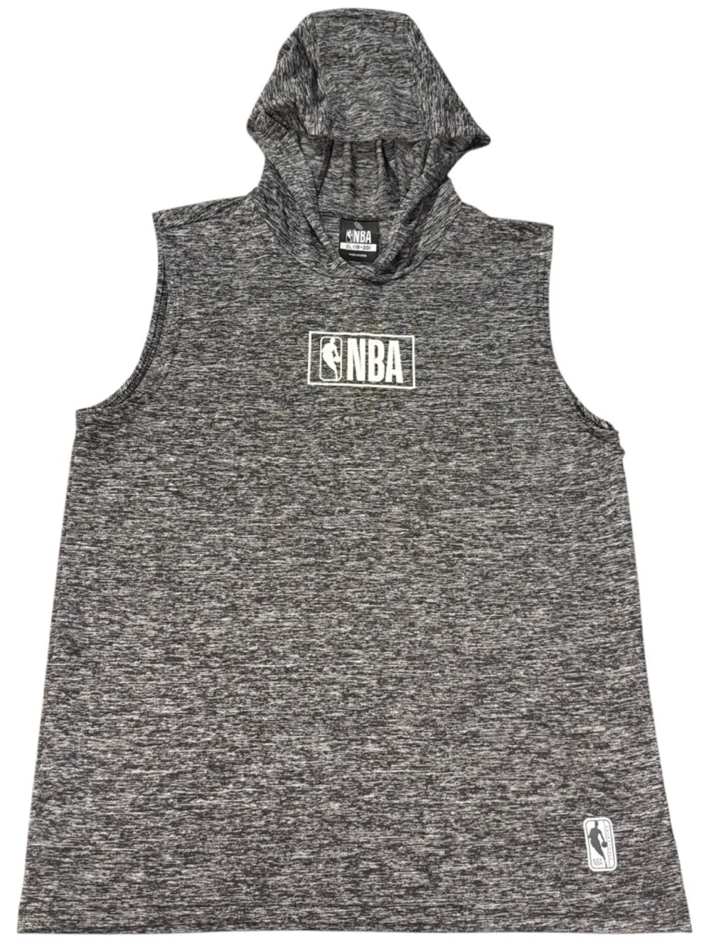 NBA Youth XL Sleeveless Hoodie Heathered Gray Athletic Tank Top Basketball
